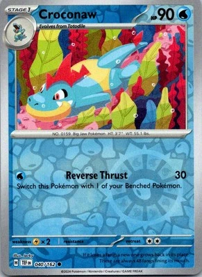 Croconaw Reverse Holo 040/162 SV05: Temporal Forces Pokemon TCG Near Mint - Image 1 of 2