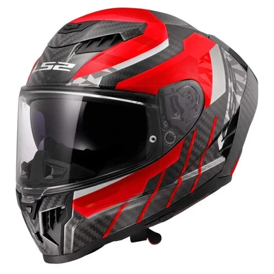 CASCO LS2 FF 807 INTEGRALE DRAGON TRAX RED LUCIDO CARBONIO VISIERA TRASPARENTE - Immagine 1 di 2