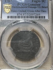 1787 States   United Cross After Date Fugio Cent PCGS  VG Details - Picture 1 of 5