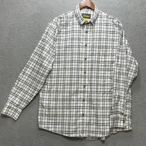 CABELAS Mens XL Tall Shirt Wrinkle Free Plaid Blue White Cotton Button Front - Picture 1 of 8