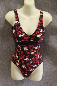 BADEANZUG SCHWIMMANZUG   GRÖSSE 36 DUNKELBLAU GEMUSTERT MIT PADS VON ESPRIT - Picture 1 of 2