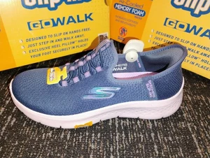 Skechers Women's # 8.5 Go Walk Flex Hands Free Slip-ins Zabby Navy/Lavender NEW - Picture 1 of 11