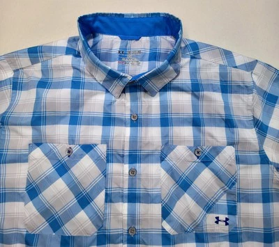 Рубашка мужская Under Armour 2XL синяя на пуговицах клетчатая функциональная вентилируемая ограниченное использование - Изображение 1 из 4