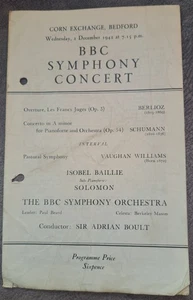 1942 Solomon Piano BBC Symphony Orchestra Concert Program Corn Exchange Bedford - Photo 1/3