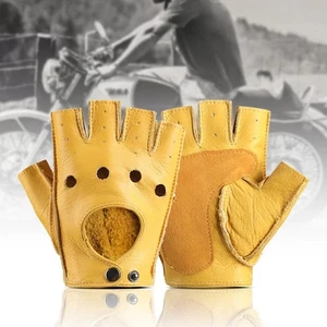Herren Handschuhe Fingerlos Halbfinger Ziegenleder PU Fitness Radfahren - Bild 1 von 5