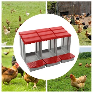 Red 3-Compartment Chicken Nesting Box Wall-mounted Rectangular Egg Collection US - Picture 1 of 20