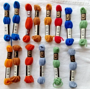 Lot of 14 Various Colors Skeins DMC Tapestry Thread 100% Virgin Wool France - Picture 1 of 3