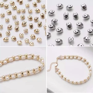 10pcs Rhombus Spacer Beads,Irregular Beads,14K Gold Plated Brass Oval Beads - Picture 1 of 7