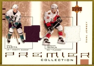 2001-02 UD Premier Collection #DKI Paul Kariya & Jarome Iginla DUAL JERSEY /100 - Picture 1 of 2
