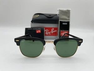 Ray-Ban Sunglasses Clubmaster RB3016 W0365 51mm Black on Arista with Classic G15 - Picture 1 of 7