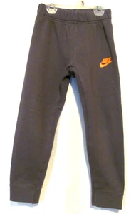 NIKE Boy's Size 7 Dark Gray Sweatpants with Orange Logo - Picture 1 of 5