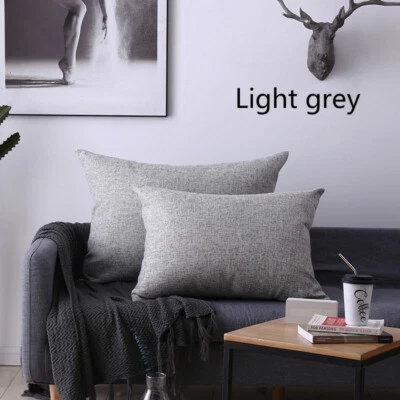 2pcs Cushion Cover Pillow Cases Solid Color Large Rectangle Sofa Car Home Decor - Image 1 of 4