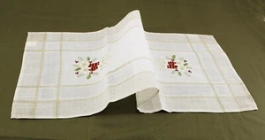 Corredor de Navidad Corredor de Mesa Navidad Bordado Dos Velas Beige Oro 40x91cm - Imagen 1 de 3