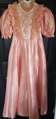 VINTAGE Niñas Melocotón Formal Victoriano Halloween Disfraz Fiesta Vestir Talla 16 Foto 1 de 4