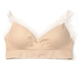 Beige & Beige Lace Wireless Clip Down Maternity Breastfeeding Nursing Bra A-B/38 - Bild 1 von 5