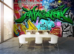 Graffiti Art Photo Wallpaper Wall Mural Colorful Urban Wall Custom Paper Poster - Picture 1 of 12