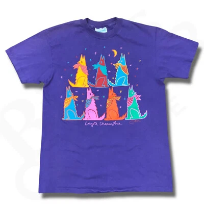 Camiseta Hanes Single Stitch Coyotes Cantando Para Hombre Grande Púrpura Coro Línea Arte Foto 1 de 4