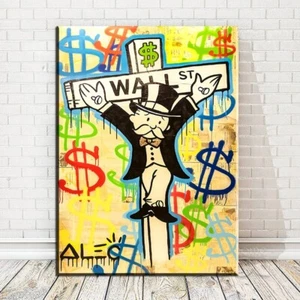 Alec Monopoly Hand oil painting on canvas,Wall street 24×32inch - Picture 1 of 9