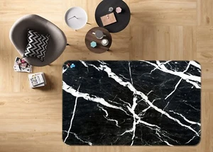 3D Black Marble R021 Non Slip Rug Mat Round Elegant Carpet Panda - Picture 1 of 5