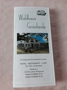 Flyer 1998 Waldhaus Grünheide Hotel Restaurant Cafe Lichtenberg Lychen Wurlgrund - Bild 1 von 1