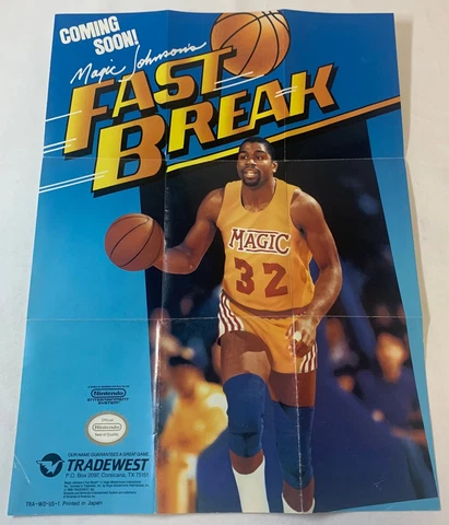1989 video game NES insert promo poster MAGIC JOHNSON'S FAST BREAK Cover
