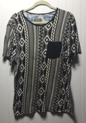 Camiseta Top MODERN AMUSEMENT Mujer Talla XL Estampado Geo Algodón Marfil Negro Foto 1 de 4