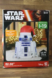 Gemmy Disney Star Wars R2-D2 mit Nikolausmütze luftgeblasen aufblasbar 4,5 Fuß - Bild 1 von 7