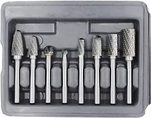 Juego de 8 piezas de rebabas de carburo de tungsteno rebabas rotativas cabezal 1/4"" vástago troquel broca amoladora EE. UU. - Imagen 1 de 9