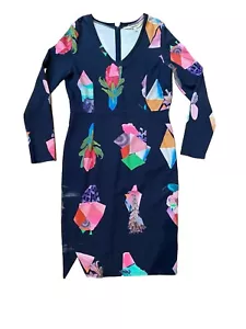 Near New Gorman x Miranda Skoczek Floral Print Fitted Jersey Dress Sz 14 Large - Picture 1 of 4