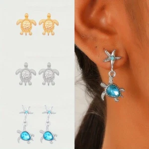3Pairs of Turtle Stud Earrings, Simple Earrings Fashion Summer Beach Earrings - Picture 1 of 10