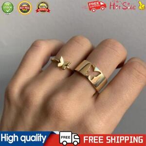 2pcs Fashion Alloy Stackable Rings Creative Ring Adjustable Unisex for Women Men