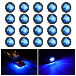 20 X Blue Round Marine Boat Cabin Courtesy Lights Deck LED Walkway Stair Light - Picture 1 of 11