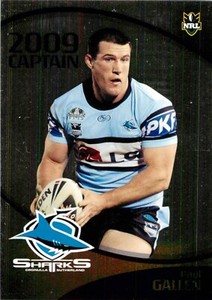 ✺New✺ 2009 CRONULLA SHARKS NRL Card PAUL GALLEN Captain Daily Telegraph
