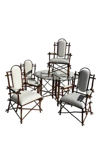 1990s Coastal McGuire Style Stick-Built Tiger Bamboo Dining Set - Picture 1 of 15