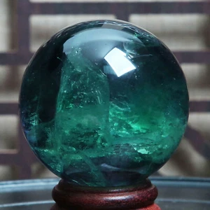B6007 - 53mm-263g Natural Green Fluorite Quartz Crystal Sphere Ball Healing - Picture 1 of 12