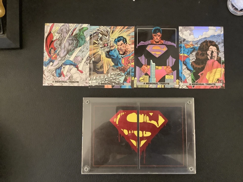 1992 Skybox Death of Superman Memorial Tribute!(4 Spectra-Foil);Bleeding S Foils - Image 1 of 4