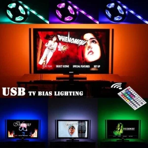 LED Strip Light 5V USB Plug Flexible Tape Lights 44key Remote Lights 5050 RGB TV - Picture 1 of 12