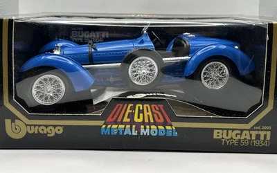 Bugatti Type 59 1934 - Burago 1/18 Scale Blue BOXED - Image 1 of 4