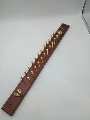 Tie Rack Wall Mount 24 Pegs 20" Long Brass Pegs  And 2 Hooks Closet Organizer - Image 1 of 4