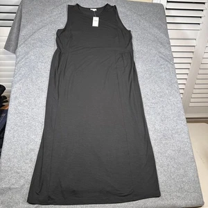 J. Jill Dress Womens Large Black Sleeveless Tank Midi Jersey Stretch Knit Rayon - Picture 1 of 8