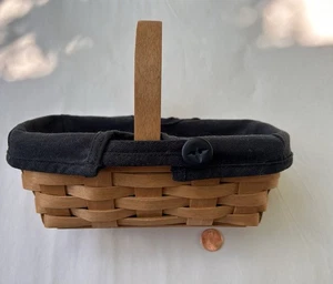 Longaberger 2004 8" x 4" kleiner Hausarbeit Korb mit Griff und Stoff - Bild 1 von 4