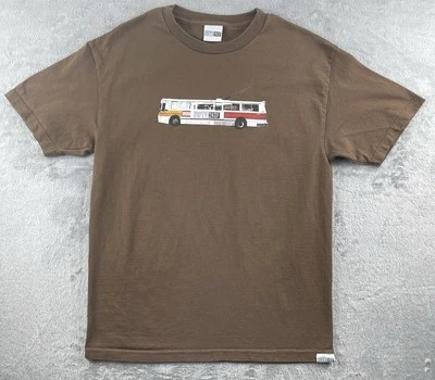 Camiseta Fifty 24SF Para Hombres Grande Marrón Autobús Gráfico Camiseta Monopatín Ropa de Calle Y2K Foto 1 de 4