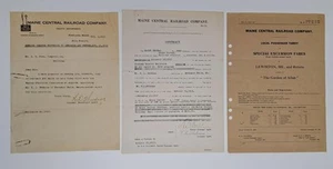 1915 Maine Central Railroad Perkins Theater Excursion Contract Lewiston Maine - Picture 1 of 5