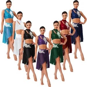 Mujeres Ropa de Baile Vestido Bordado Trajes Brillantes Festival Sin Mangas Brillante - Imagen 1 de 95