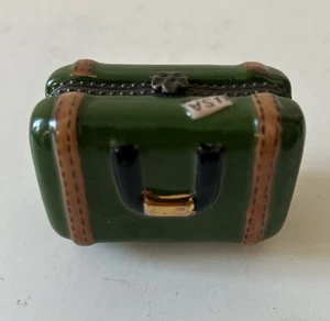 Porcelana Verde Equipaje EE. UU. Etiqueta Tapa Baratija Caja Sin Baratija - Imagen 1 de 4