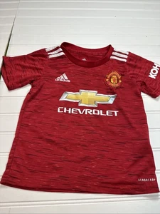 Adidas Manchester United Youth Kids Size 18 Soccer Jersey Red Home Chevy - Picture 1 of 7