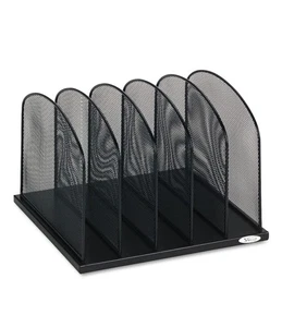 Safco Mesh Desk Organizer Five Sections Steel 12 1/2 x 11 1/4 x 8 1/4 Black - Picture 1 of 2