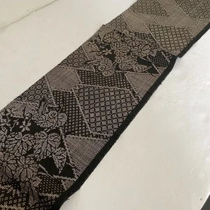 Tela de seda kimono Oshima tejida a mano teñida de barro 7x60 marrón rombo #C LARGO EMBALAJE ORIGINAL 21 - Imagen 1 de 6