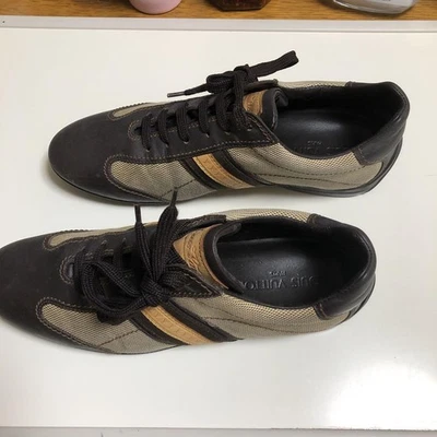Louis Vuitton Sneakers Brown X Beige Leather With Logo Size 5.5 US About6.5 Men - Image 1 of 4