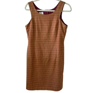 Vintage Made in Hungary Laura Ashley US Size 8 100% Wool Plaid Sleeveless Dress - Picture 1 of 6